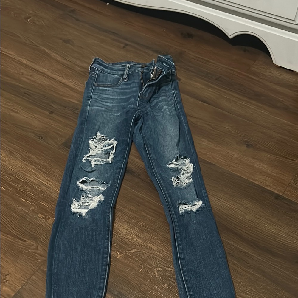 American Eagle Outfitters Ripped Blue Skinny Jeans
